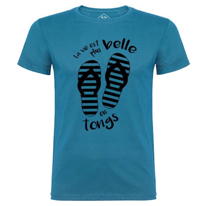 Tip Top Tshirt - T-shirt Homme La vie est plus belle en tongs - Made in France