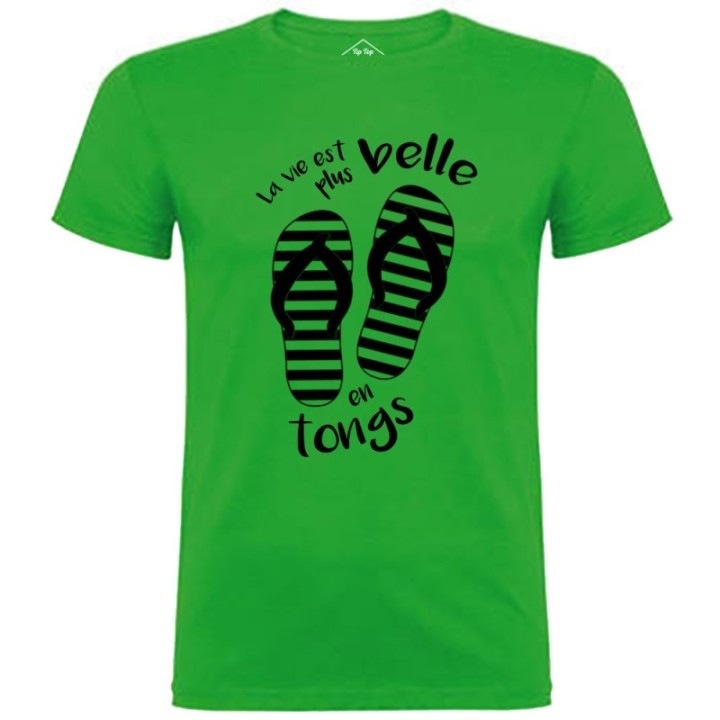 Tip Top Tshirt - T-shirt Homme La vie est plus belle en tongs - Made in France