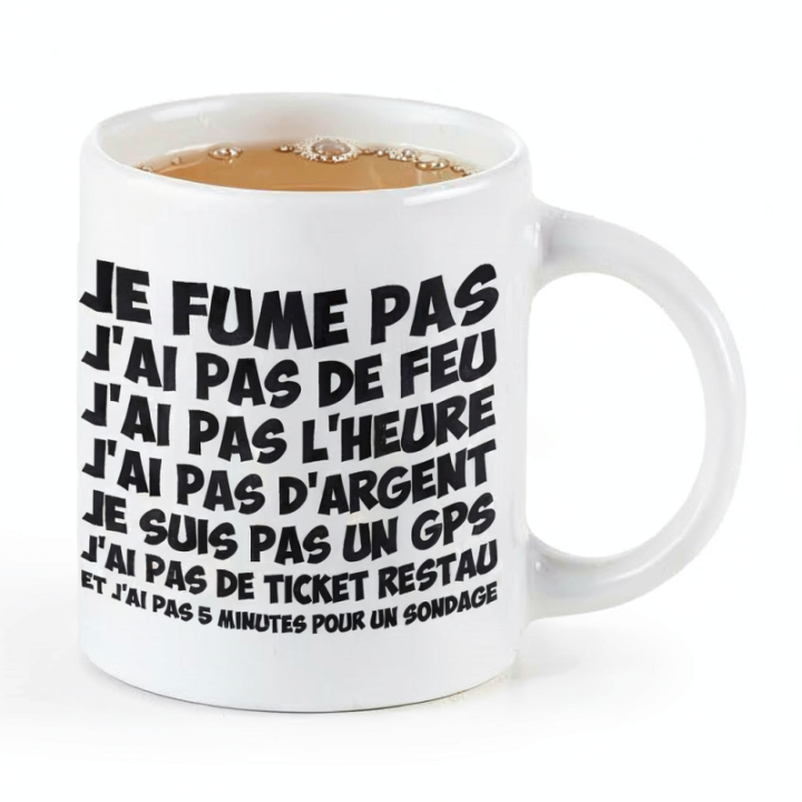 Tip Top Tshirt - Mug Je fume pas, j'ai pas de feu - Made in France