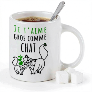 Tip Top Tshirt - Mug Je t'aime gros comme chat - Made in France