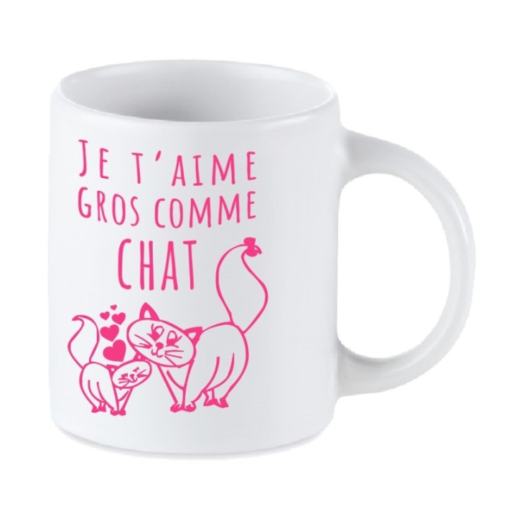 Tip Top Tshirt - Mug Je t'aime gros comme chat - Made in France