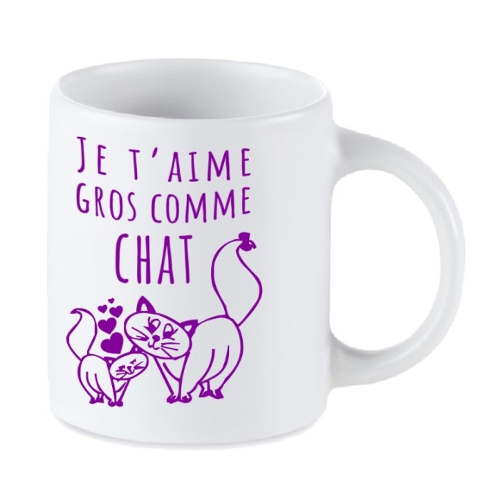 Tip Top Tshirt - Mug Je t'aime gros comme chat - Made in France