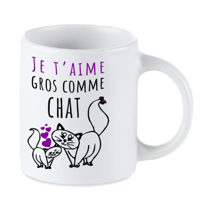 Tip Top Tshirt - Mug Je t'aime gros comme chat - Made in France