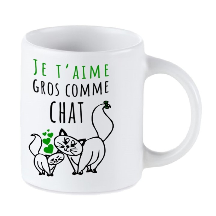 Tip Top Tshirt - Mug Je t'aime gros comme chat - Made in France