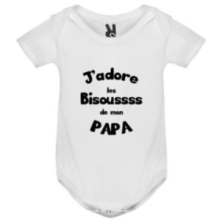 Tip Top Tshirt - Body bébé J'adore les bisous de mon Papa - Made in France