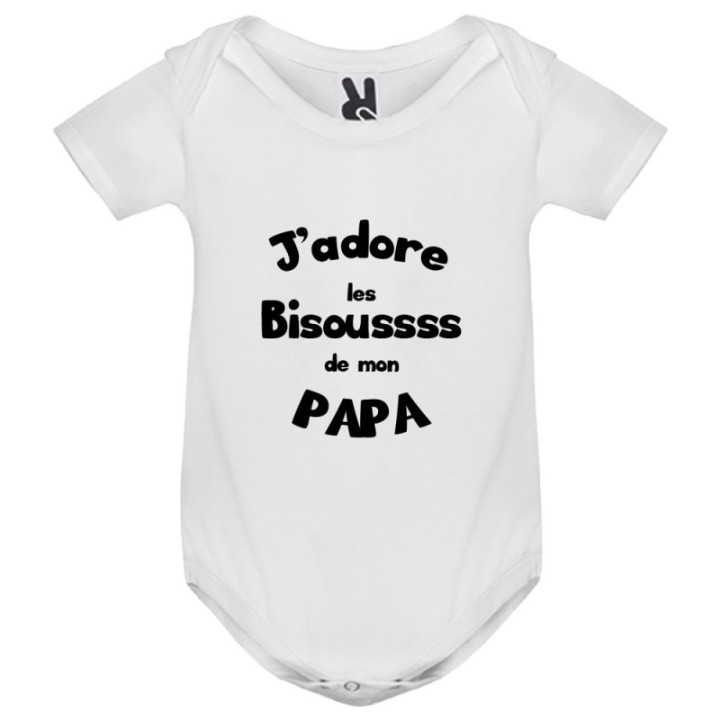 Tip Top Tshirt - Body bébé J'adore les bisous de mon Papa - Made in France