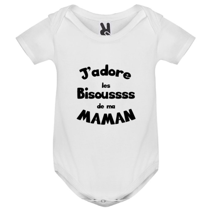 Tip Top Tshirt - Body bébé J'adore les bisous de ma Maman - Made in France