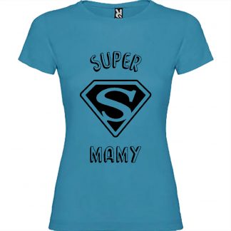 T-shirt Femme Super Mamy - Bleu