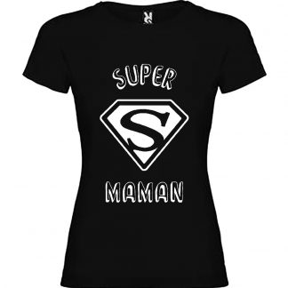 T-shirt Femme Super Maman - Noir