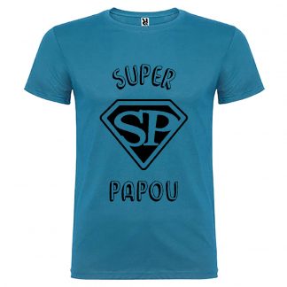 T-shirt Homme Super Papou - Bleu