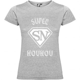 T-shirt Femme Super Nounou - Gris