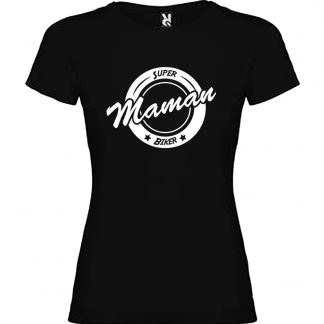 T-shirt Femme Super Maman Biker - Noir