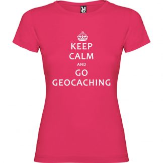 T-shirt Femme Keep Calm & Go Geocaching - Rose