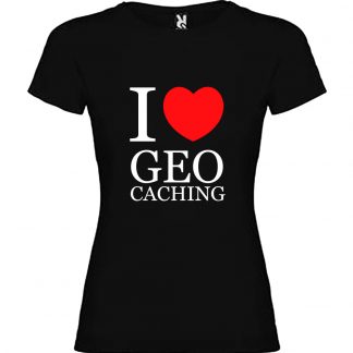 T-shirt Femme I love Geocaching - Noir