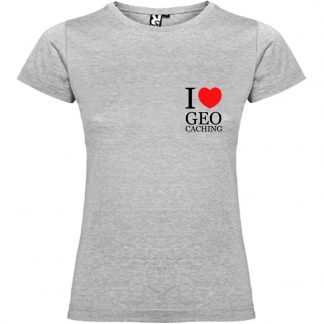 T-shirt Femme I love Geocaching - Gris