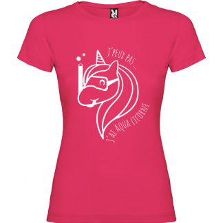 T-shirt Femme J'peux pas... j'ai Aqua Licorne - Rose