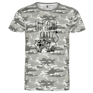 T-shirt Homme Je t'aime Gros comme Chat - Camouflage